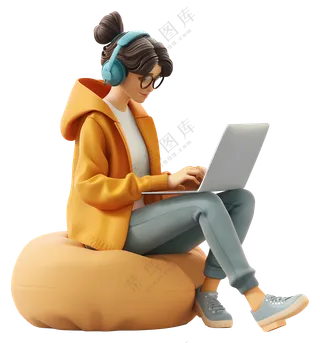 电脑编程人物元素