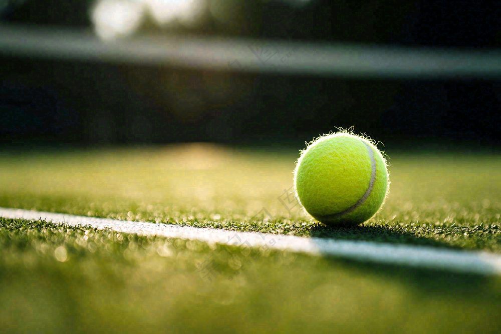 网球馆草地上的网球摄影图