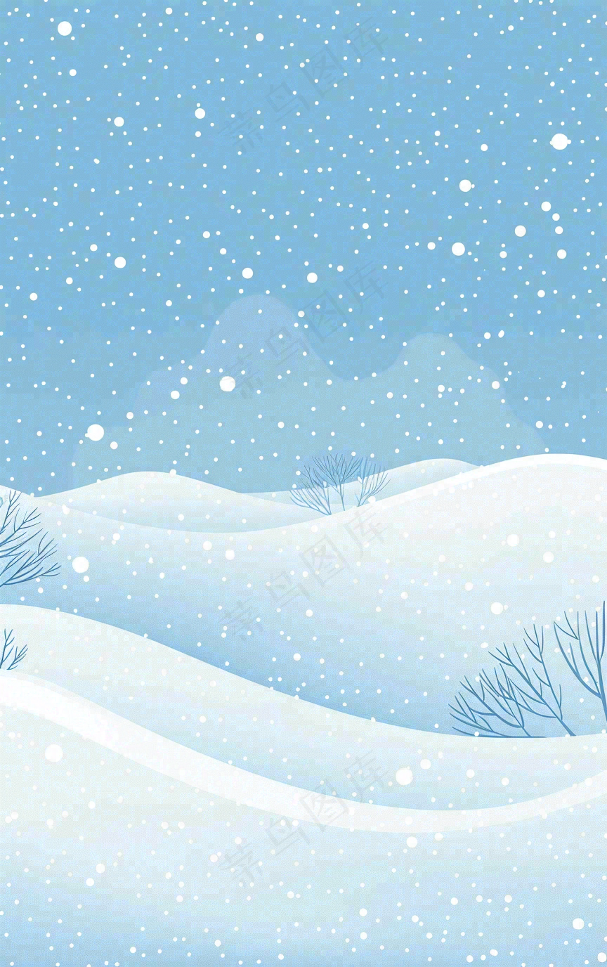 冬天白雪覆盖寒冷唯美雪景大寒插画背景