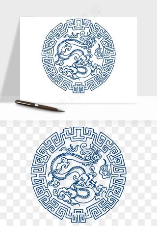 青花瓷花纹花卉图案png免抠