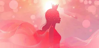 粉色女王女神女生节妇女节唯美插画背景