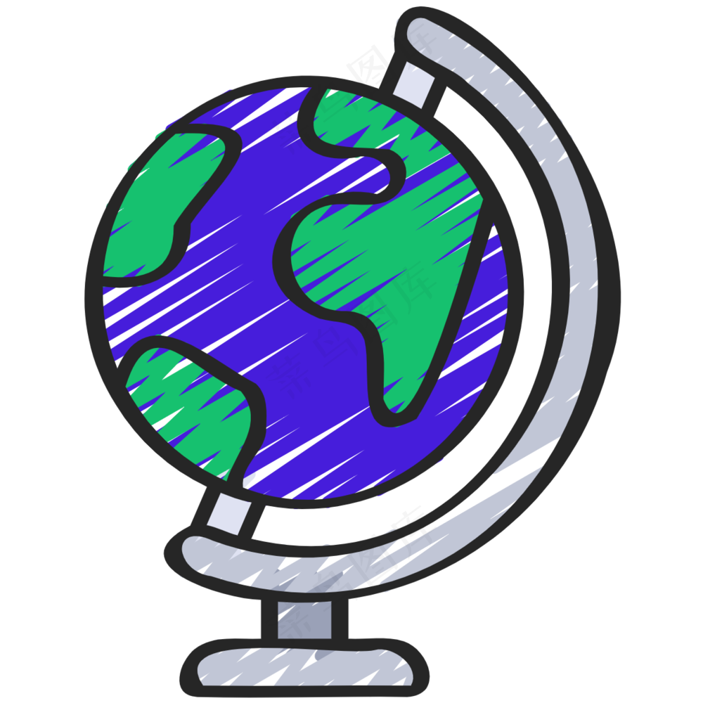 地球仪 铅笔手绘图标icon