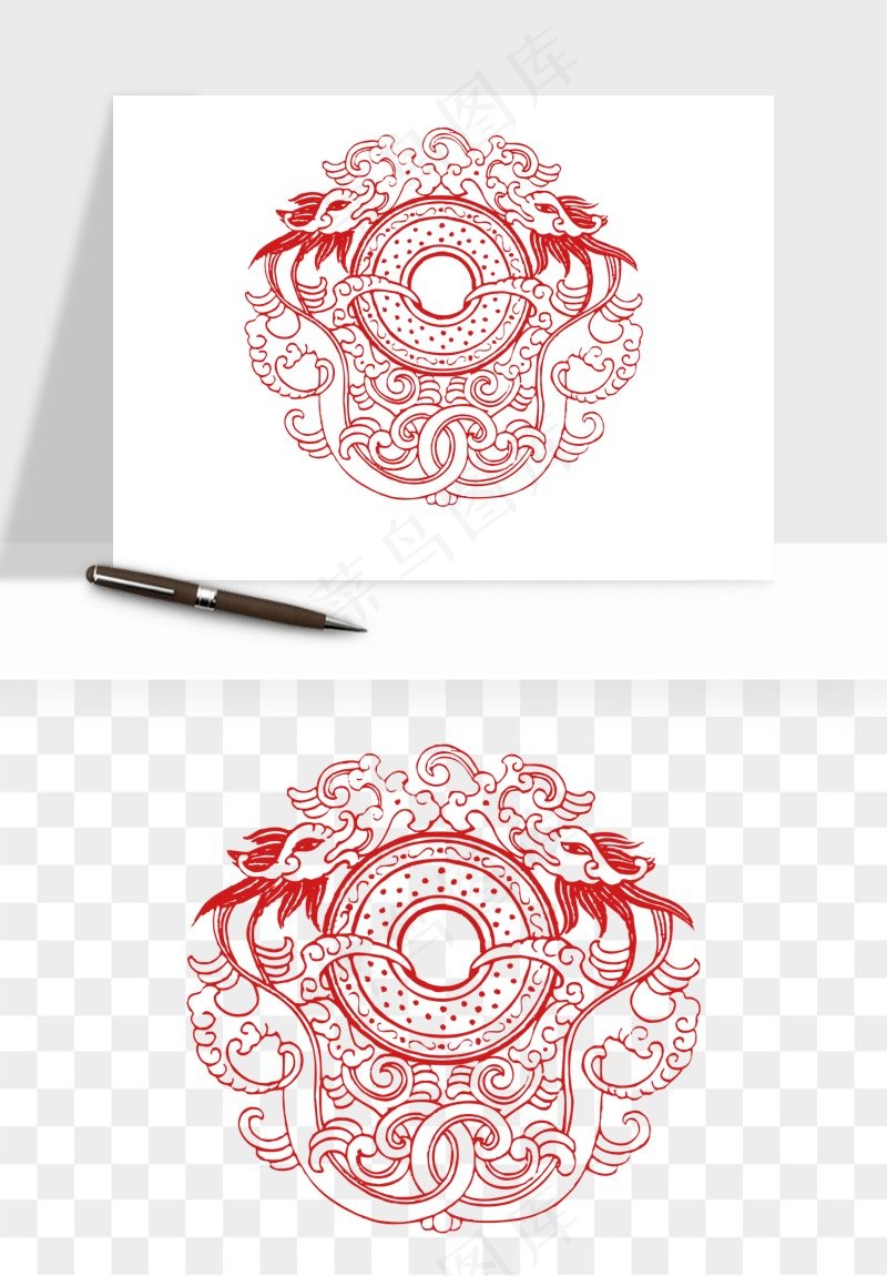 传统窗花剪纸图案png免抠