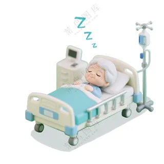手术后康复中病床上熟睡的老奶奶