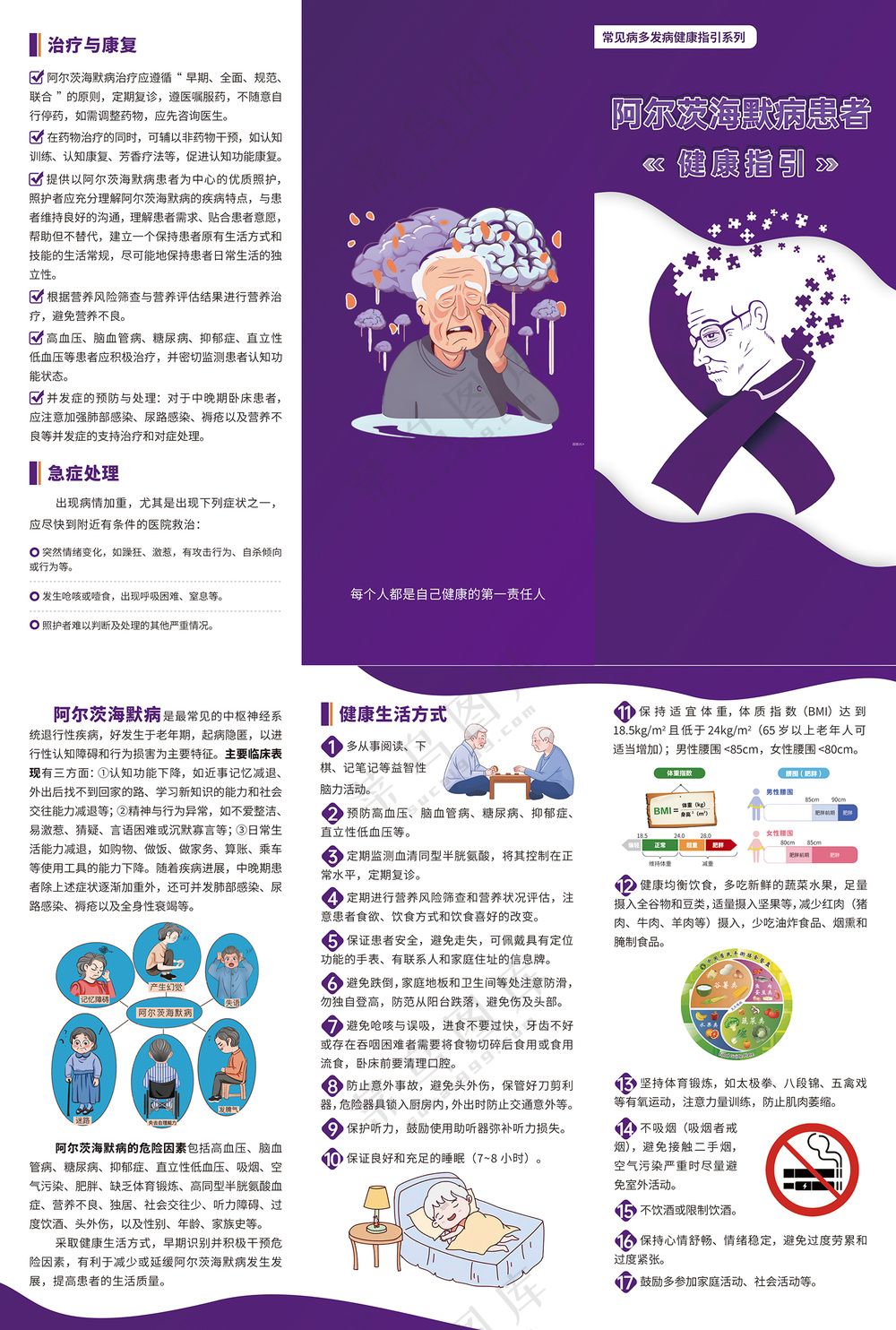 阿尔茨海默病患者健康指引三折页