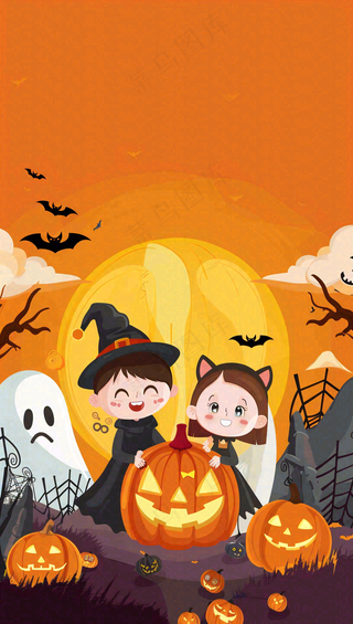 万圣节南瓜灯捣蛋恐怖背景