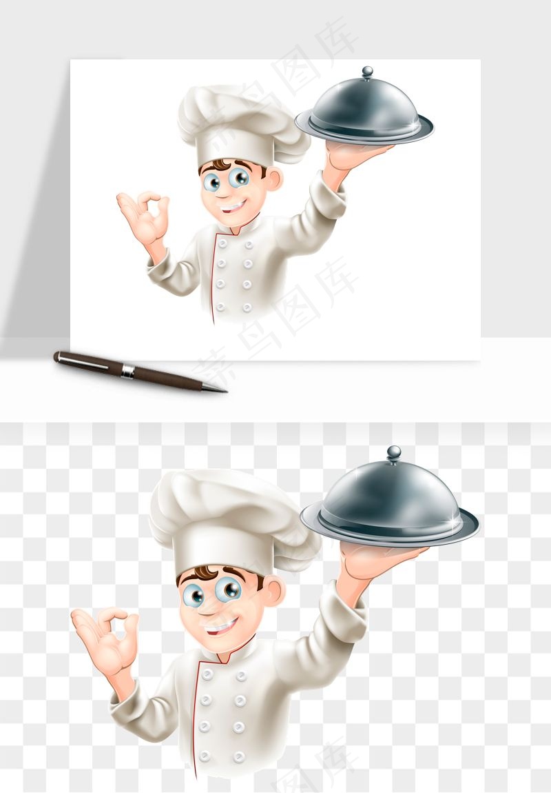 手绘厨师大厨png免抠