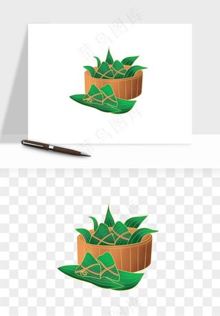 国潮粽子手绘肉粽png免抠