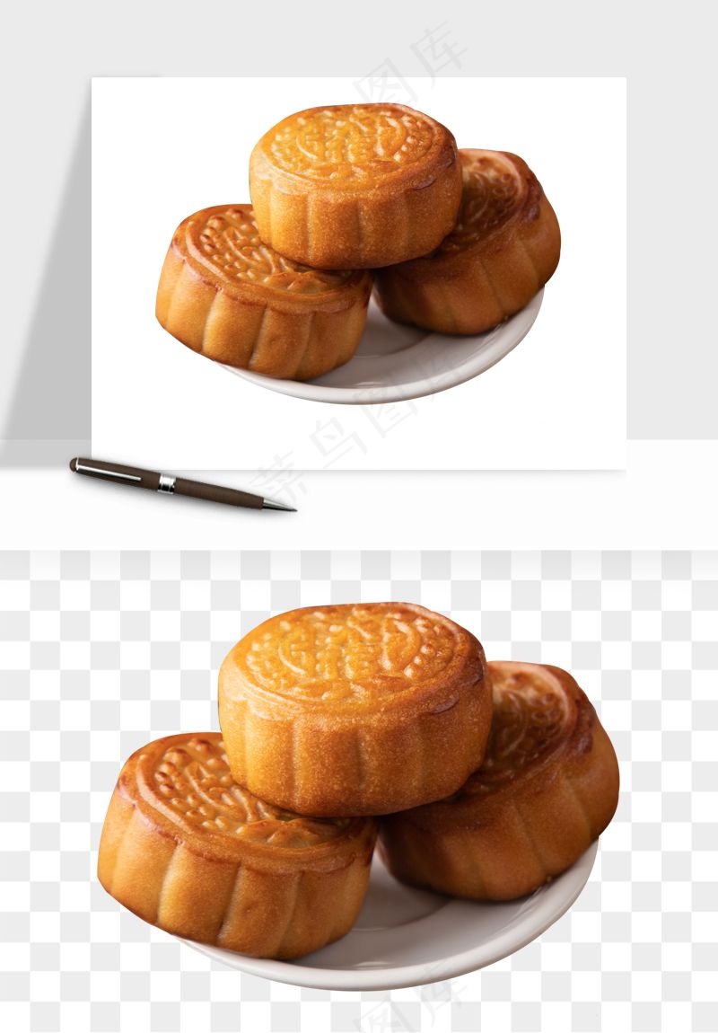 中秋月饼实物png免抠