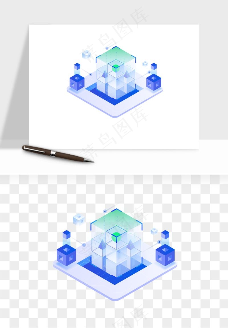 立体2.5d科技商务png免抠