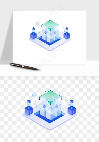 立体2.5d科技商务png免抠