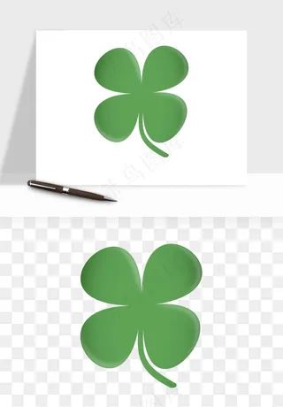 手绘四叶草幸运植物png免抠