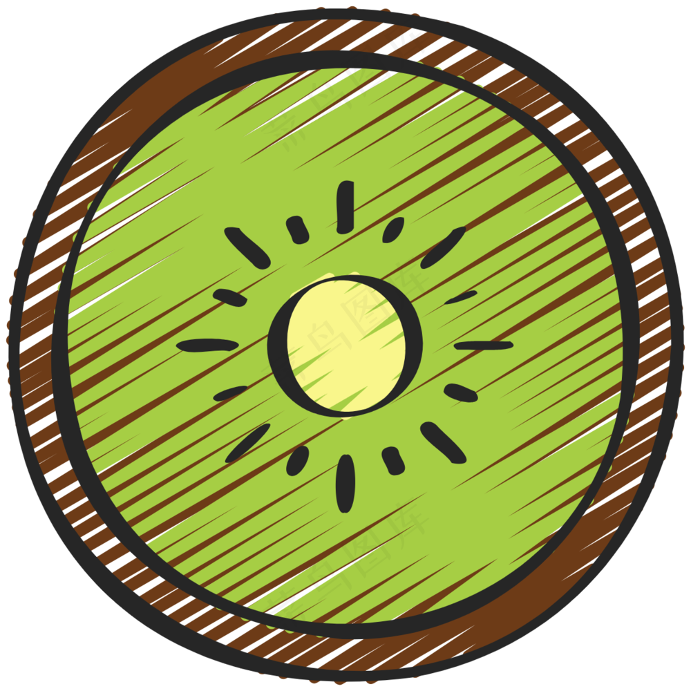 猕猴桃 奇异果 kiwi 绿色健康食品 铅笔手绘图标icon