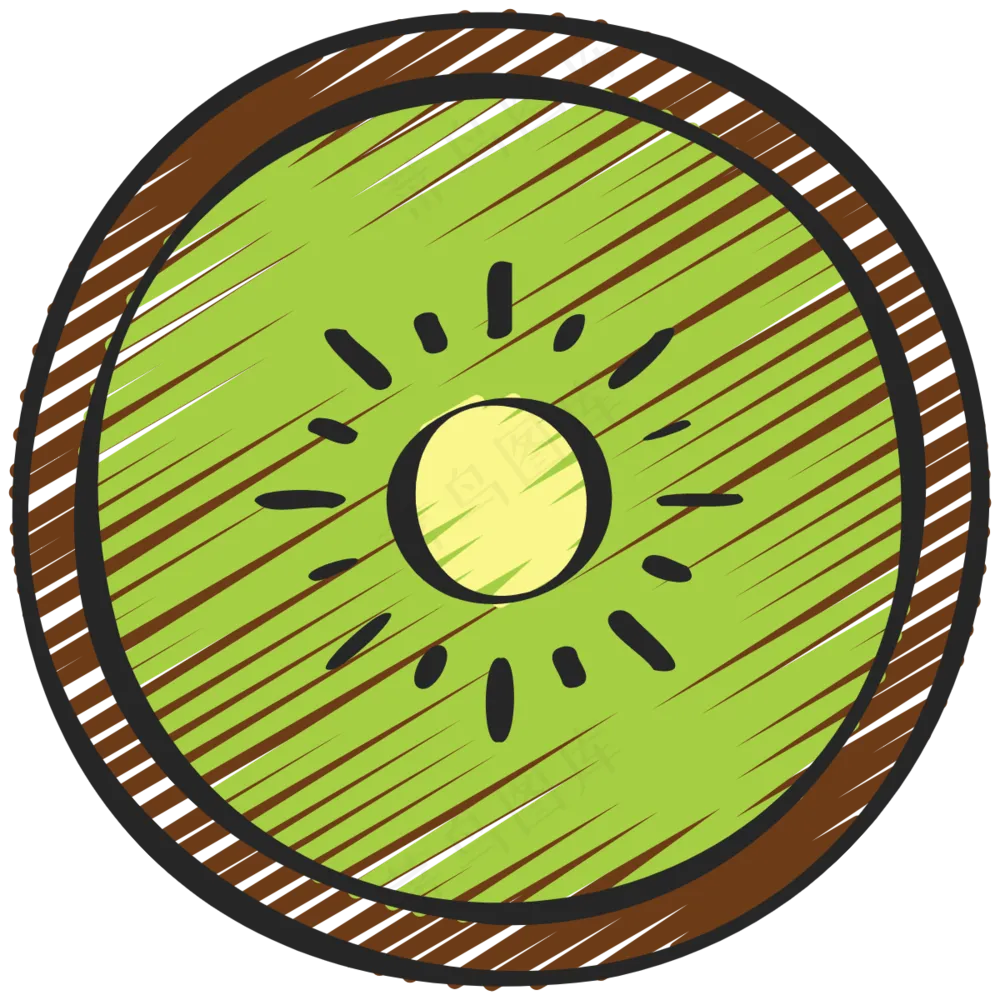猕猴桃 奇异果 kiwi 绿色健康食品 铅笔手绘图标icon
