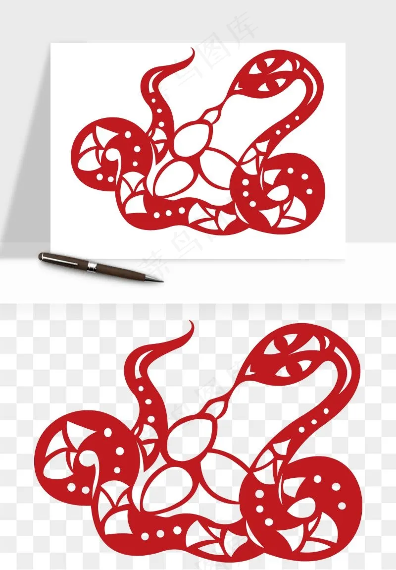 十二生肖剪纸中式纹样图案png免抠