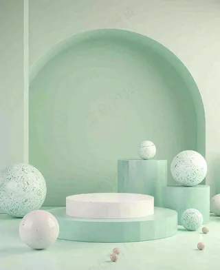 美妆护肤3d展台清新背景