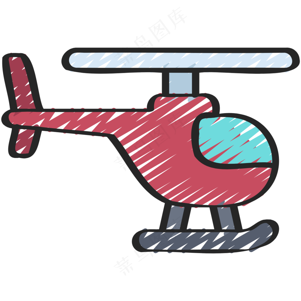 红色直升机 铅笔手绘图标icon