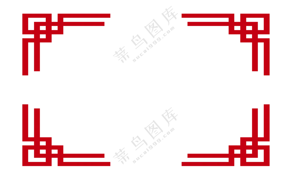 红色古典传统纹样边角装饰免抠图片