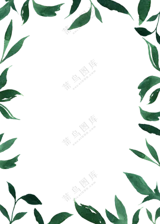 水彩效果绿色树叶边框免抠图片素材