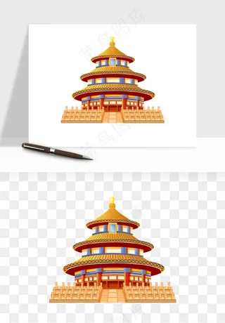 国潮风古建筑古楼古塔鼓楼psd,png免抠图