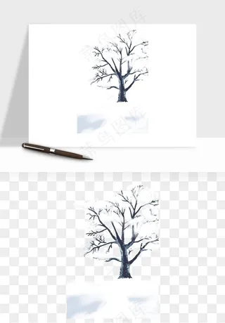 雪树枯树冬天树木png免抠