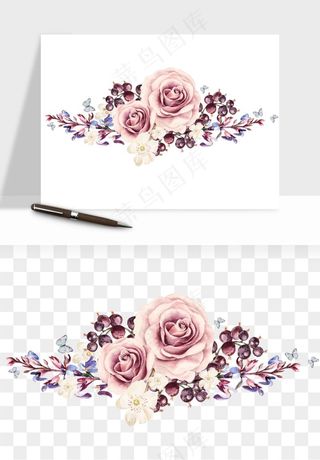水彩复古花卉png免抠