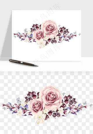 水彩复古花卉png免抠