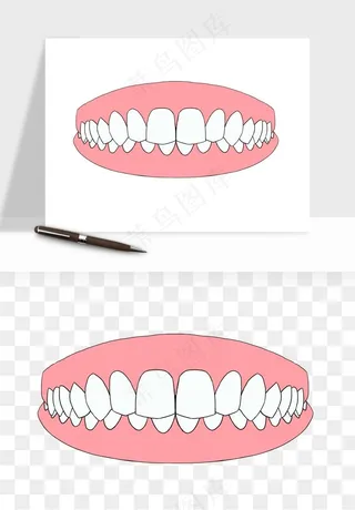 手绘牙齿矫正拔牙png免抠