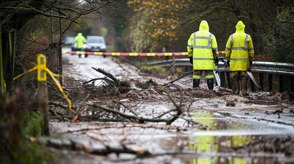 洪水自然灾害防洪预警摄影图