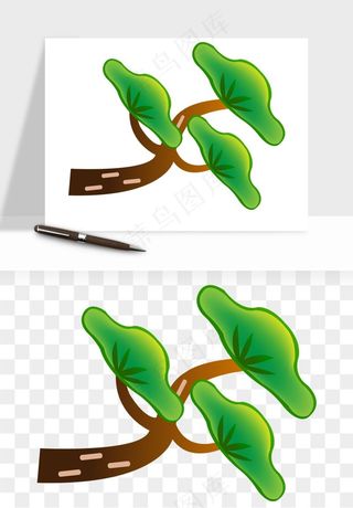 国潮松树松枝松叶png免抠