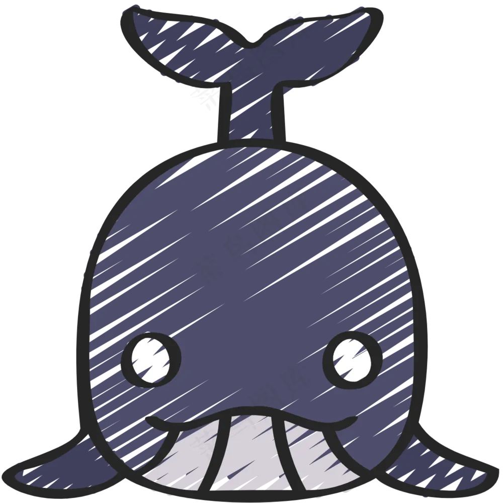 可爱大鲸鱼 铅笔手绘图标icon