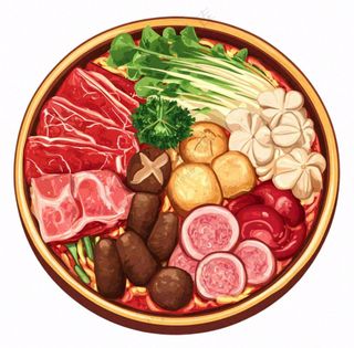 麻辣烫火锅烫菜美食插画免抠