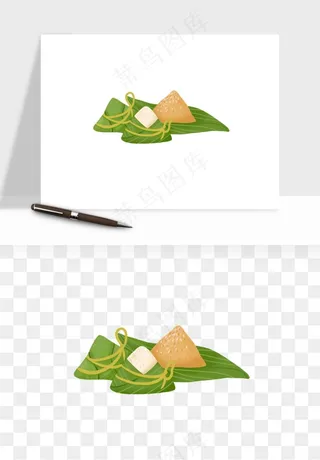 国潮粽子手绘肉粽png免抠