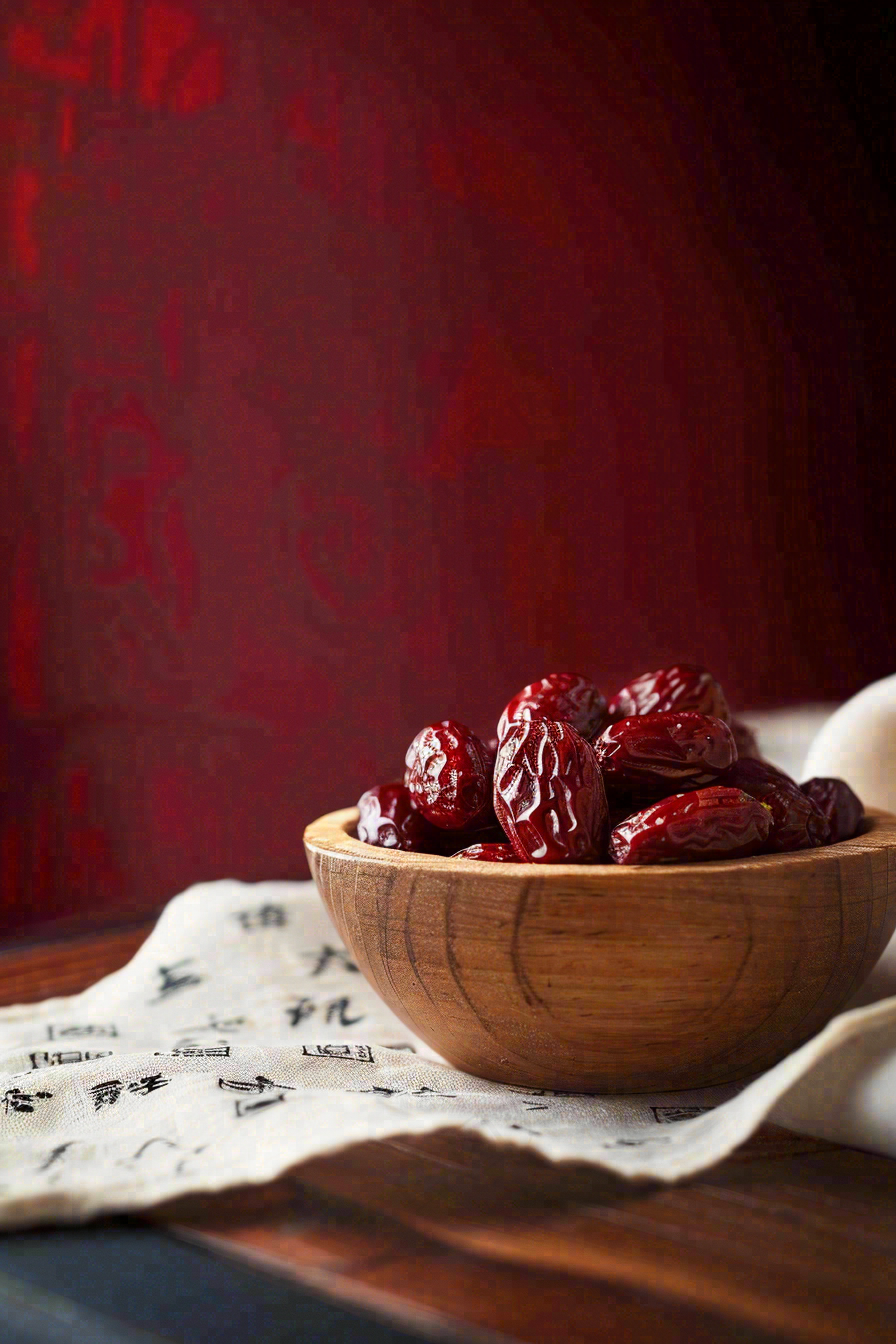 红枣干果红色国风喜庆小年除夕夜摄影图