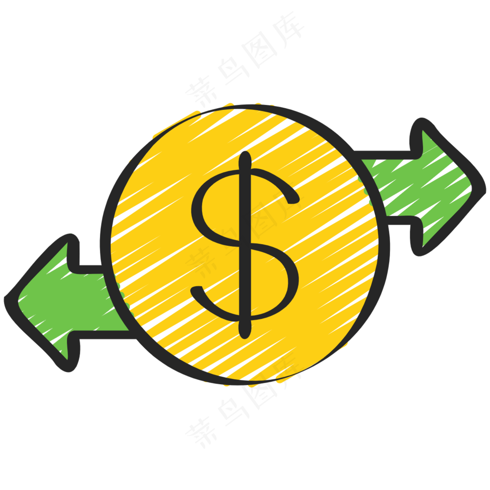 换钱 金钱流动 铅笔手绘图标icon