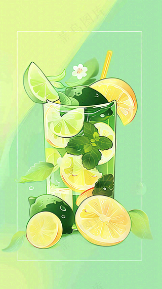 夏日饮品饮料清凉背景