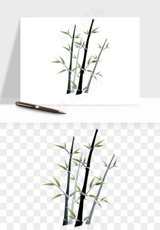 手绘竹子竹叶png免抠
