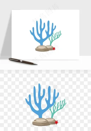 卡通珊瑚海底植物png免抠