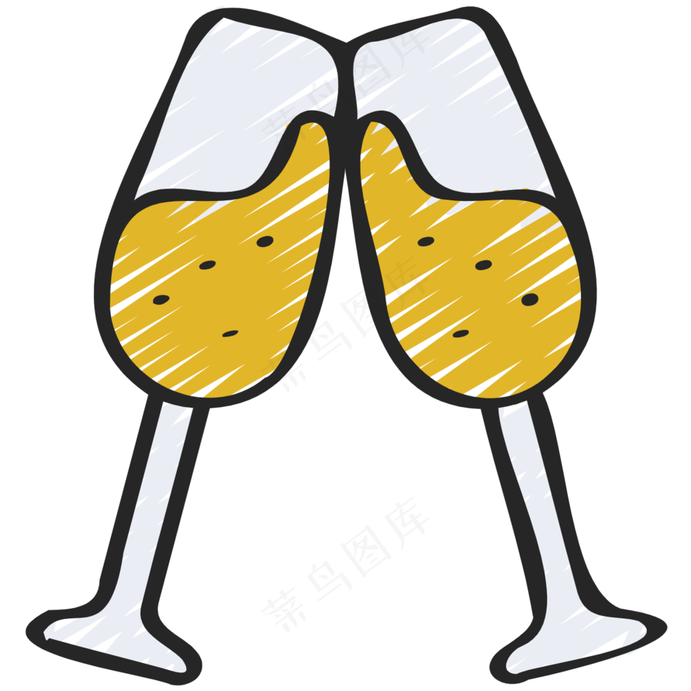 香槟 碰杯 铅笔手绘图标icon