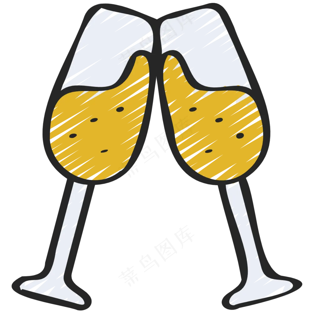 香槟 碰杯 铅笔手绘图标icon