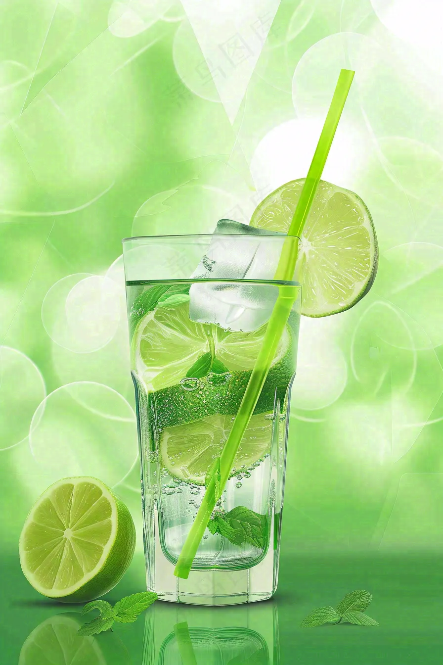 夏日饮品饮料清凉背景