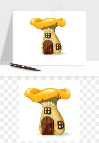 卡通蘑菇房子矢量png免抠图