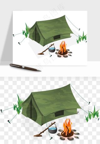 帐篷露营篝火png免抠