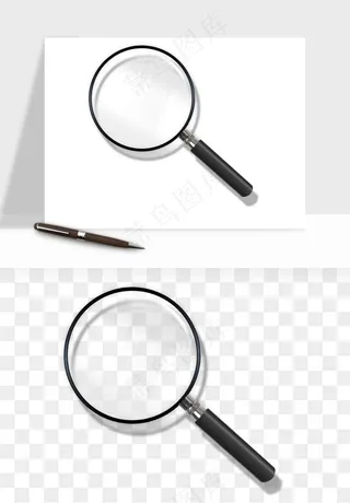 手绘放大镜镜片png免抠