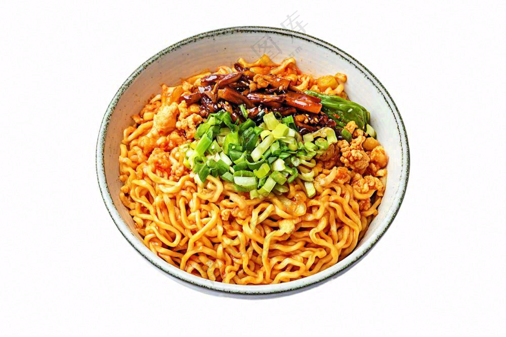麻辣干拌面牛肉鸡肉美食摄影图免抠