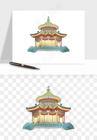 国潮风古建筑古楼古塔鼓楼psd,png免抠图