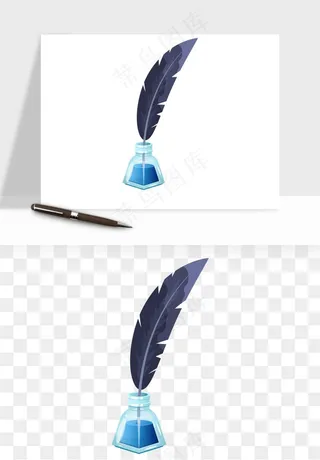 复古羽毛笔png免抠