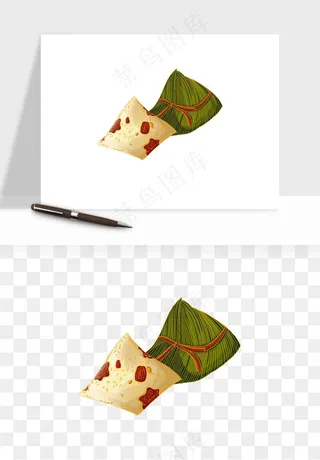 国潮粽子手绘肉粽png免抠