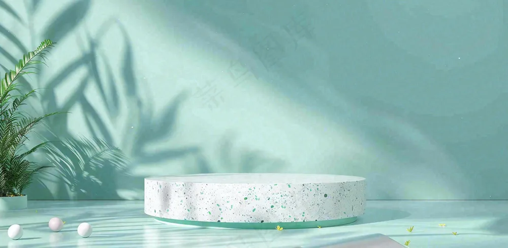 美妆护肤3d展台清新背景