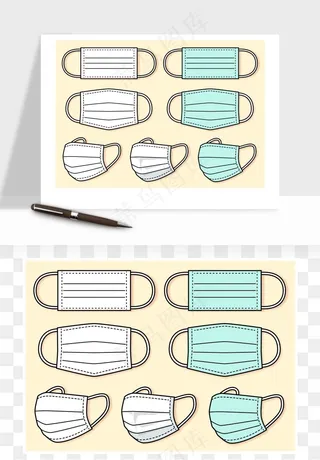 口罩手绘矢量png免抠
